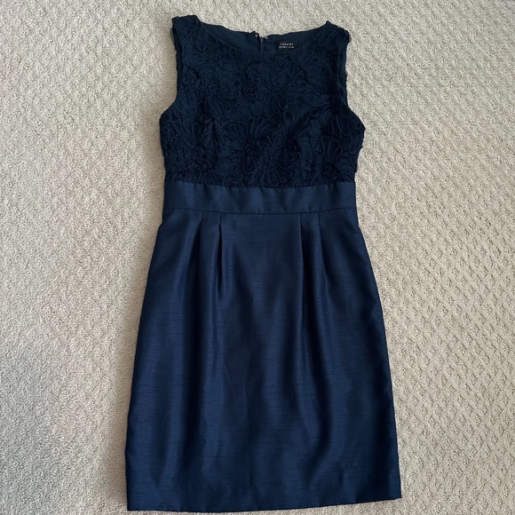 Tahari ASL Sleeveless Sheath Cocktail Dress Navy Blue 6 NWT Feminine Cocktail - Picture 3 of 15